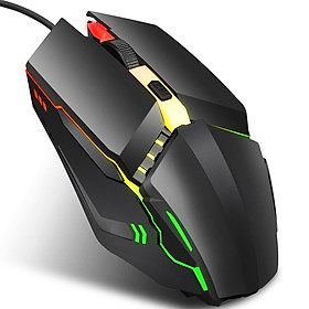 Chuột HXSJ S200 văn phòng có dây công thái học, chơi game đầy màu sắc với DPI có thể điều chỉnh cho Máy tính xách tay PC Máy tính xách tay