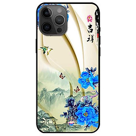 Ốp lưng dành cho Iphone 12 Promax mẫu Hoa Xanh và Bướm