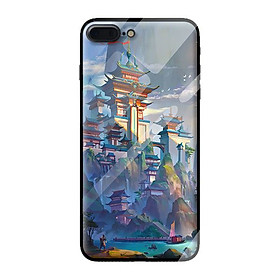Ốp kính cường lực cho iPhone 7 Plus mẫu cảnh núi 5 - Hàng chính hãng
