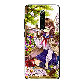 Ốp Lưng in cho Xiaomi Mi 9T Mẫu Cô Gái Mắt Kính Đen - Hàng Chính Hãng