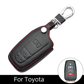 Bao Da Chìa Khóa Dành Cho Xe Toyota Cross (Da Thật) Logo 3D