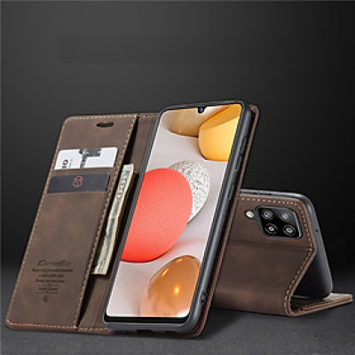 Bao da bò dạng ví dành cho Samsung Galaxy A12 mẫu case hàng nhập khẩu
