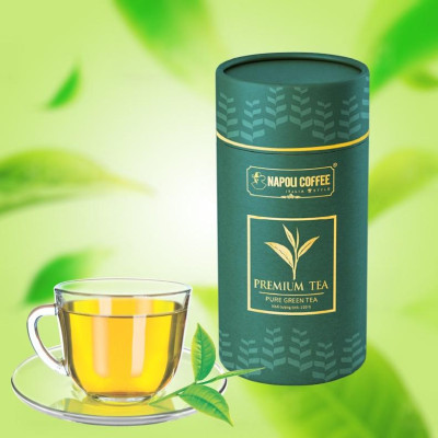 TRÀ XANH PREMIUM TEA Napoli Coffee Cao Cấp Cầu Đất Đà Lạt Giúp Định thần, Đậm vị, Hậu Ngọt Thơm Lâu - Lon 100g