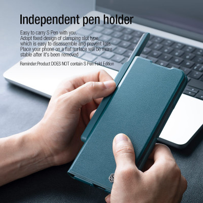 Bao da Leather cho Samsung Galaxy Z Fold 3 hiệu Nillkin Qin (Chất liệu da cao cấp, có ngăn đựng thẻ, mặt da siêu mềm mịn) - hàng nhập khẩu