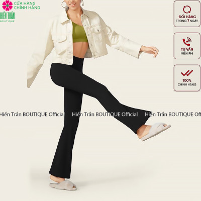 Quần ống loe Hiền Trần BOUTIQUE nữ lưng cạp cao co giãn vải Umi Hàn co giãn tốt dáng dài