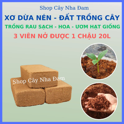 Viên Nén Xơ Dừa Trồng Cây, Đất Sạch Hữu Cơ Chuyên Rau Sạch, Ươm Hạt Giống, Cây Kiểng (1 Viên)
