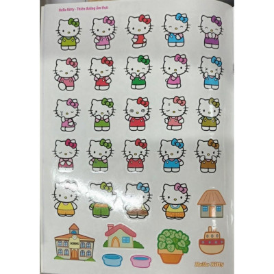 Sách- Bé Tô Màu Hello Kitty - Thiên Đường Ẩm Thực - Tặng Kèm Sticker Xinh Xắn - Minh Thắng