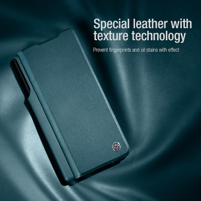 Bao da Leather cho Samsung Galaxy Z Fold 3 hiệu Nillkin Qin (Chất liệu da cao cấp, có ngăn đựng thẻ, mặt da siêu mềm mịn) - hàng nhập khẩu