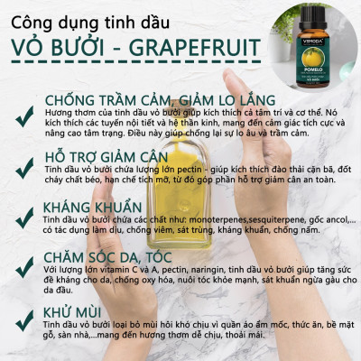 Tinh dầu Xông phòng gồm Combo 3 lọ tinh dầu cao cấp: tinh dầu Vỏ bưởi MG (10ml) + tinh dầu Vỏ quế (10ml) + tinh dầu Cam tươi (10ml) Vemoda