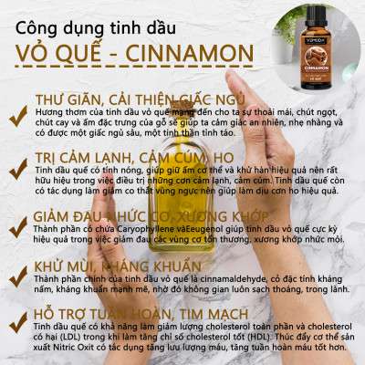 Tinh dầu xông phòng cao cấp gồm 2 chai tinh dầu nguyên chất: tinh dầu Sả chanh (50ml) + tinh dầu Vỏ quế (50ml) Vemoda