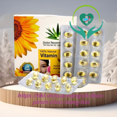 Vitamin E 400IU - Hộp 100 viên nang mềm -Tinh dầu lô hội làm đẹp da, chống lão hóa, ngừa nếp nhăn, Vinaphar