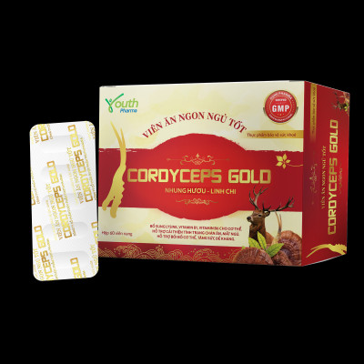 Viên Uống Cordyceps Gold Youth Pharma Giúp Bồi Bổ Cơ Thể, Cải Thiện Chán ăn, Mất Ngủ, Tăng Sức Đề Kháng. Hộp 60 Viên