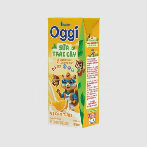 Thức uống dinh dưỡng Sữa trái cây Oggi vị cam tươi Hộp 180ml (Thùng 48 Hộp)